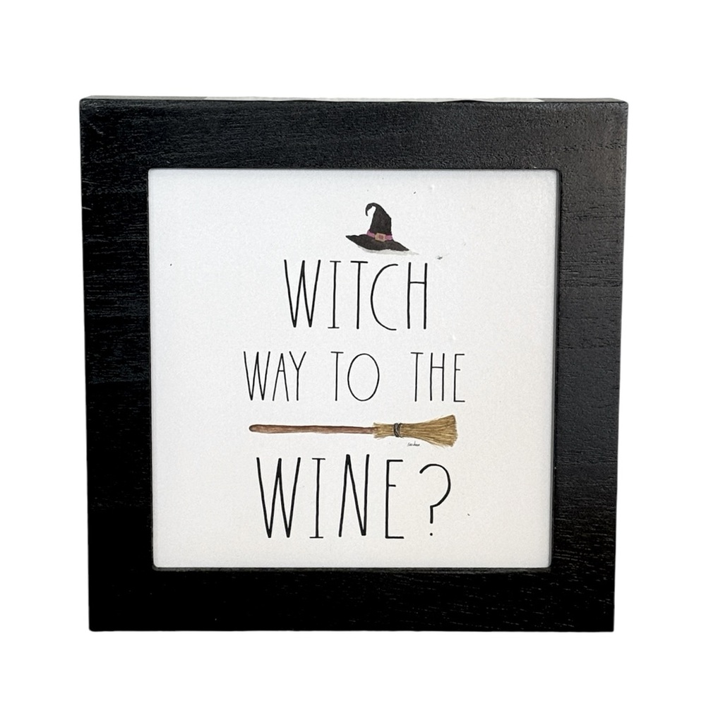 Rae Dunn by Design Styles “Witch Way To The Wine?” Halloween Wood Sign NWT